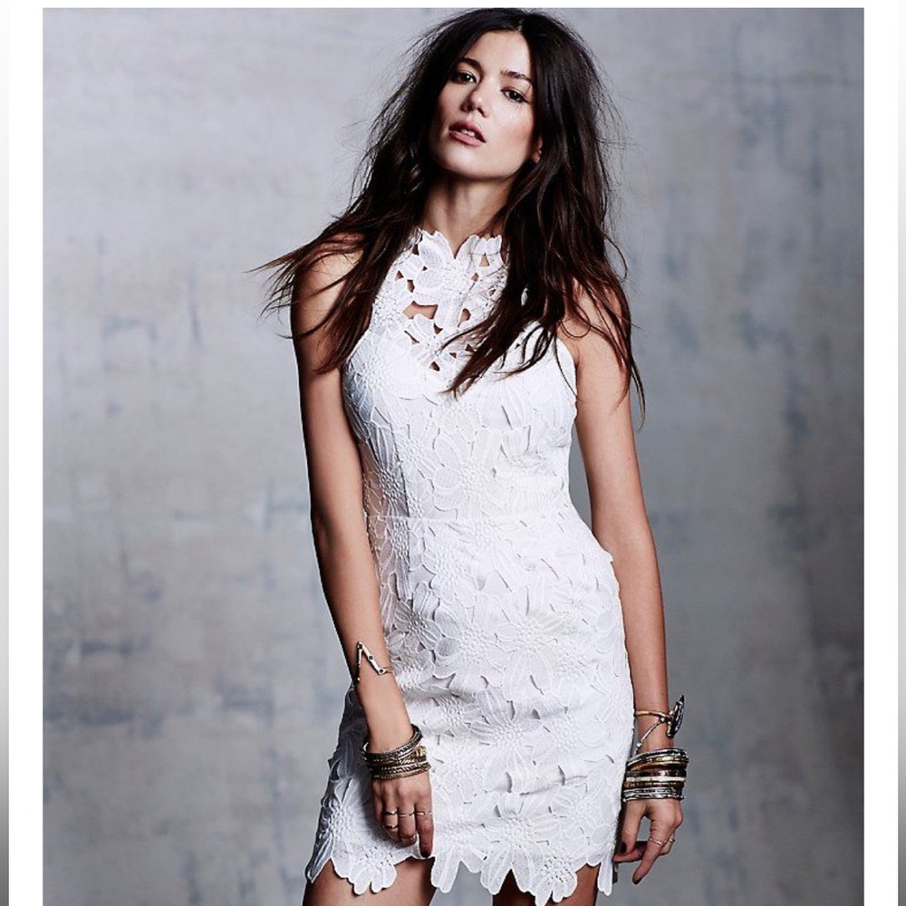 Free People X Saylor Jessa Ivory Foil Dress NWT